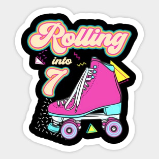 Rolling Into 7 Roller Skate 7Th Sticker